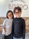 2022 Autumn and Winter new Children's high-neck base layer T-shirt, trendy and high-end three-dimensional letter long-sleeved T-shirt for boys, girls and babies details Picture